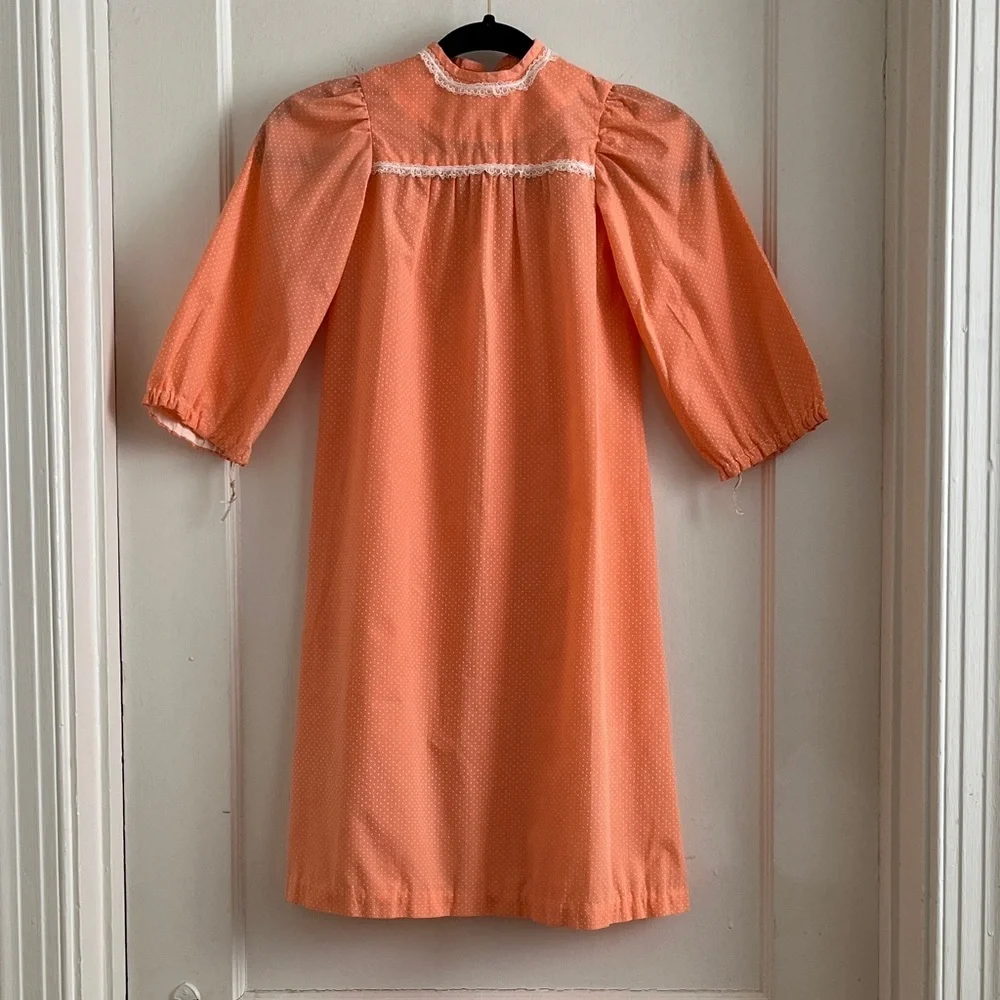 70s Vintage Handmade Girls Bicentennial Little House Prairie Dress & Bonnet
